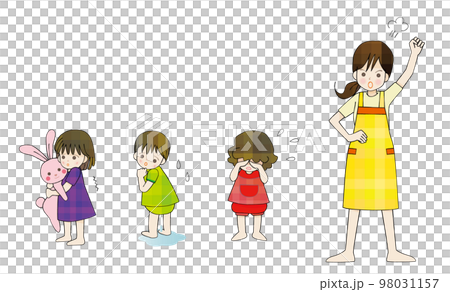 憤怒的女人和受驚的孩子母親和孩子...... 98031157