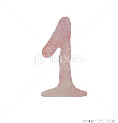Number one figure pink a watercolor illustration 98031337