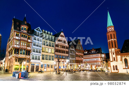 Traditional houses at Roemerberg Square in Frankfurt am Main, Germany at night Traditional houses at Roemerberg Square in Frankfurt am Main, Germany at night 98032874