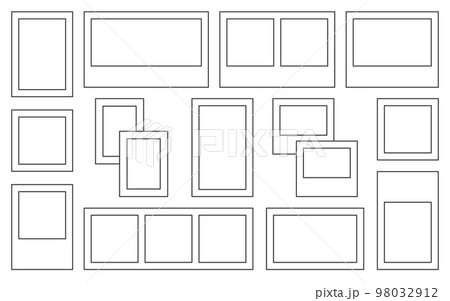 Photo frame blank template border black line set. Design collage scrapbook color drawing sticker planner mood board blank white many shape social media portfolio picture editor coloring kid isolated Photo frame blank template border black line set. Design collage scrapbook color drawing sticker planner mood board blank white many shape social media portfolio picture editor coloring kid isolated 98032912