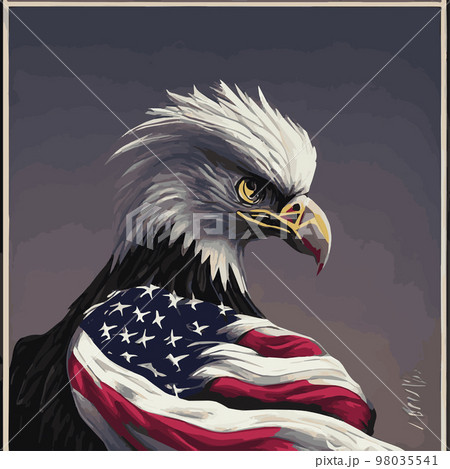 Portrait of a bald eagle. Vector illustration of an American bald eagle in flight .US Symbols Symbols Liberty profile portrait 98035541