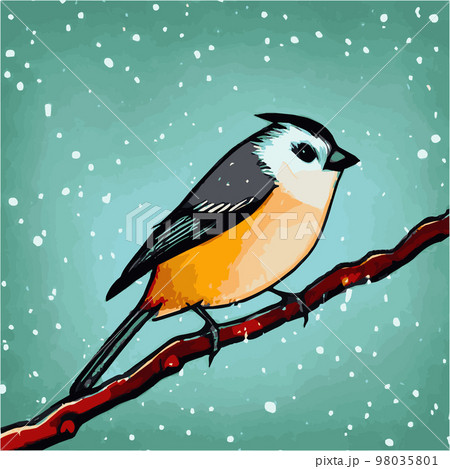Vector realistic detailed vector illustration winter birds branches. Winter design elements Christmas, holidays. sitting branch. Winter background. Tree branch without leaves with flying birds. Vector realistic detailed vector illustration winter birds branches. Winter design elements Christmas, holidays. sitting branch. Winter background. Tree branch without leaves with flying birds. 98035801