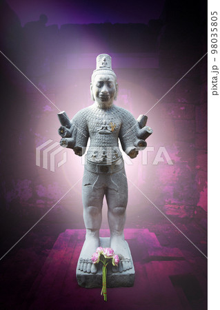 Ancient Statue of Avalokitesvara Bodhisattva contemporary art sculpture of Khme. 98035805