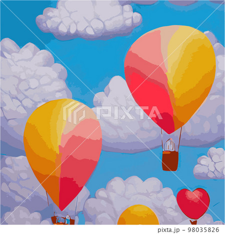 Valentines red heart balloons vector design...のイラスト素材 [98035826] - PIXTA