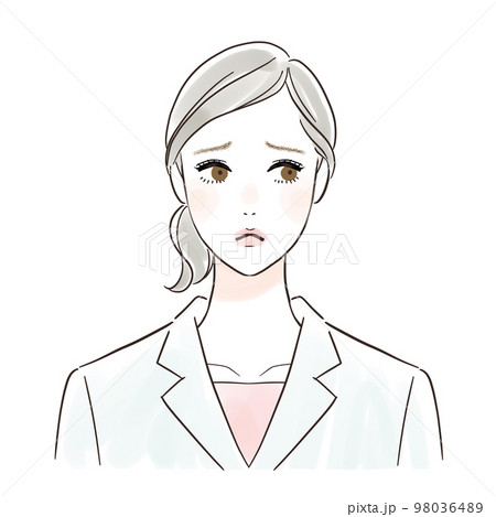 困り顔の白衣の女性 98036489