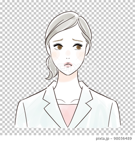 困り顔の白衣の女性 98036489