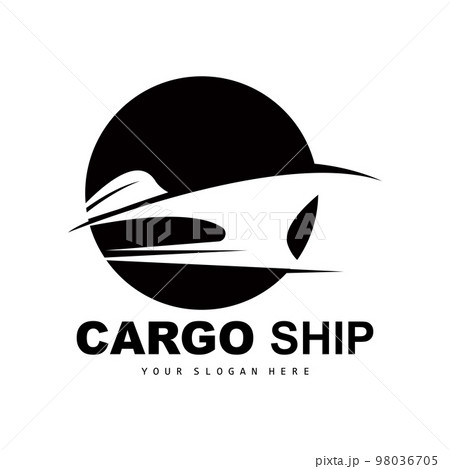 Cargo Ship Logo, Fast Cargo Ship Vector, Sailboat, Design For Ship Manufacturing Company, Waterway Sailing, Marine Vehicles, Transport, Logistics 98036705