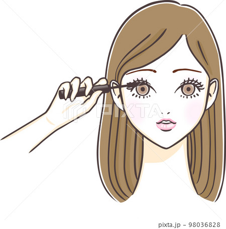 まつ毛にマスカラをつける若い女性 98036828
