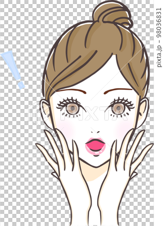 Illustration of a surprised and surprised young woman Illustration of a surprised and surprised young woman 98036831