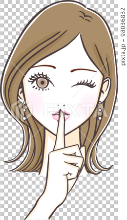 A young woman who makes a secret pose with her index finger 98036832