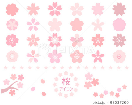 桜の花のアイコンのイラストのセット 98037200