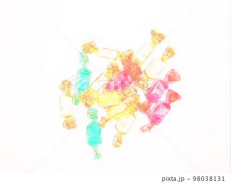 カラフルな包装のお菓子の水彩スケッチ 98038131