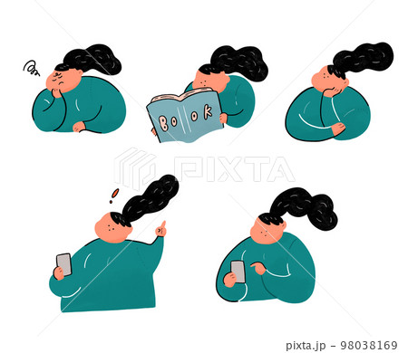 あたたかみのある女性イラストセット 98038169