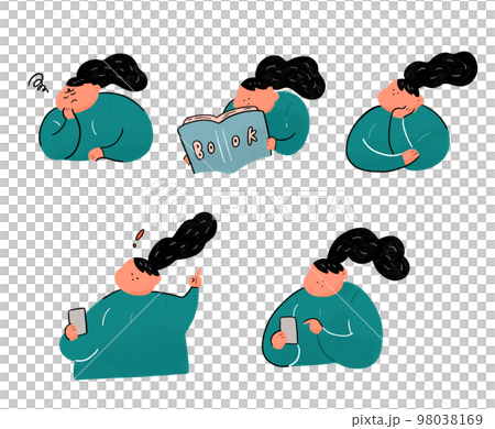 あたたかみのある女性イラストセット 98038169