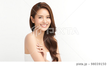 Beautiful young asian woman with clean fresh skin on white background, Face care, Facial treatment, Cosmetology, beauty and spa, Asian women portrait. Beautiful young asian woman with clean fresh skin on white background, Face care, Facial treatment, Cosmetology, beauty and spa, Asian women portrait. 98039150