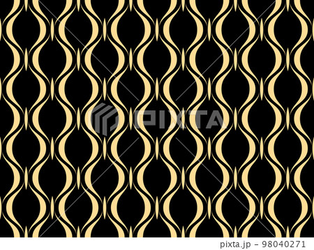 The geometric pattern with wavy lines. Seamless vector background. Gold and black texture. Simple lattice graphic design 98040271