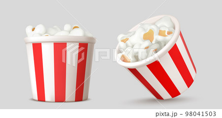 Set of popcorn buckets side and top view Set of popcorn buckets side and top view 98041503
