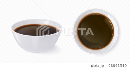 Realistic white bowl with soy sauce Realistic white bowl with soy sauce 98041510