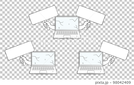 Set of old laptops with square boards Set of old laptops with square boards 98042409