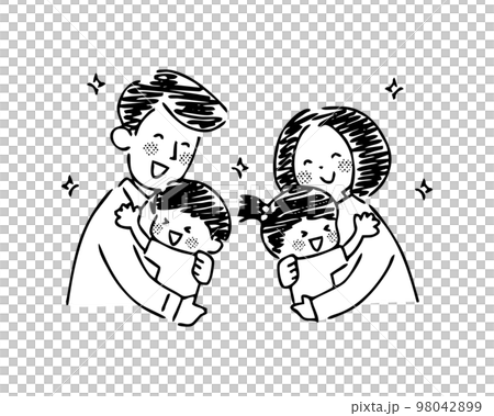 爸爸媽媽擁抱素描風格 爸爸媽媽擁抱素描風格 98042899