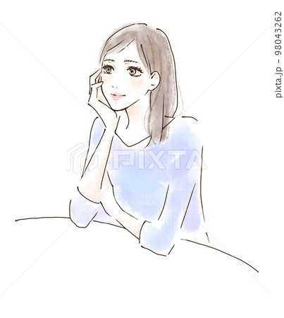 ゆったりとした時間を過ごす女性のイラスト 笑顔 ゆったりとした時間を過ごす女性のイラスト 笑顔 98043262