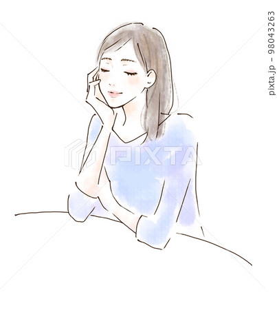 耳を澄ませる女性 笑顔でリラックス ヒーリング 耳を澄ませる女性 笑顔でリラックス ヒーリング 98043263