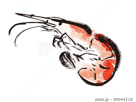 海老和風筆描きイラスト 98044218