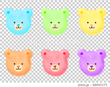 A set of colorful bear macaroons with expressions 98045375