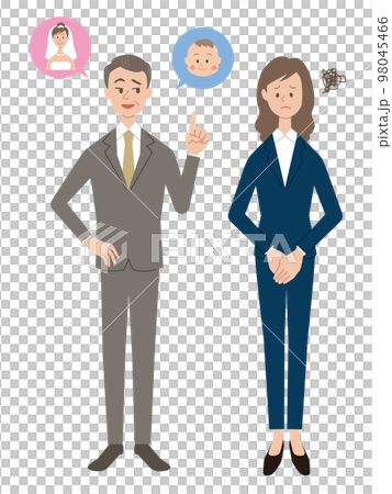 結婚や出産についてセクハラ発言をする男性上司 98045466