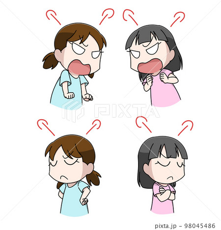 喧嘩する女の子のイラスト2パターン 喧嘩する女の子のイラスト2パターン 98045486