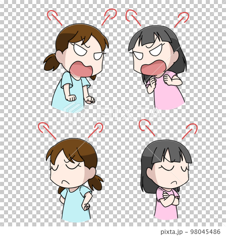 喧嘩する女の子のイラスト2パターン 喧嘩する女の子のイラスト2パターン 98045486