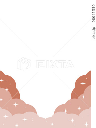 オレンジ色のもくもく雲のかわいい背景フレーム素材 オレンジ色のもくもく雲のかわいい背景フレーム素材 98045550