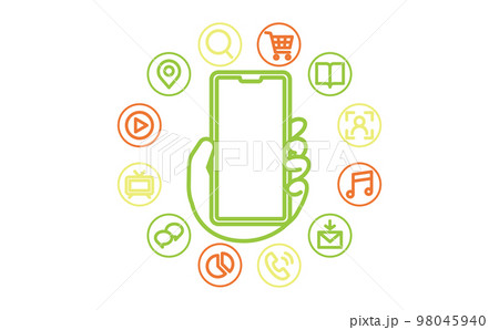 スマホでできることをイメージ化したイラスト04 98045940
