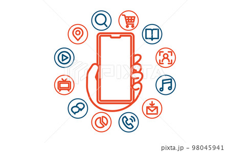 スマホでできることをイメージ化したイラスト05 98045941