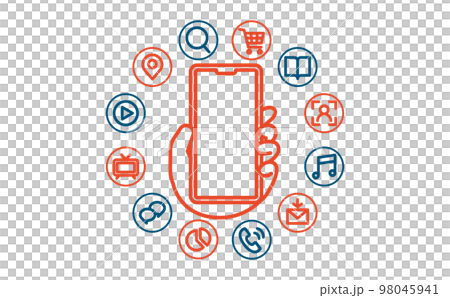スマホでできることをイメージ化したイラスト05 98045941