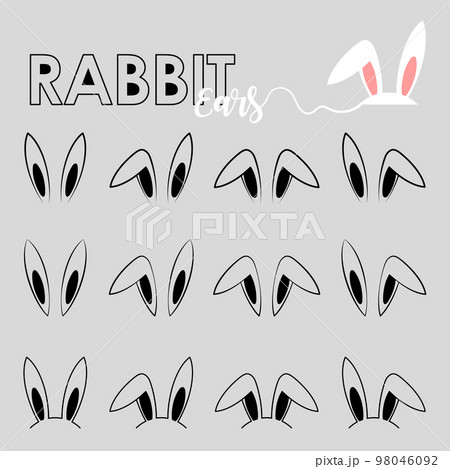 Rabbit Ear Outline. Easter rabbit Ears Outline. Easter rabbit Ears Line Art Illustration. Rabbit Ear Outline. Easter rabbit Ears Outline. Easter rabbit Ears Line Art Illustration. 98046092