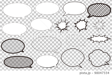 speech bubble set. Material collection. Illustration parts. Patterns and dashed lines. speech bubble set. Material collection. Illustration parts. Patterns and dashed lines. 98047334