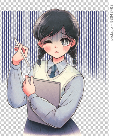 Shoujo manga touch, high school girl who doesn't get into studying, tablet learning 98048408