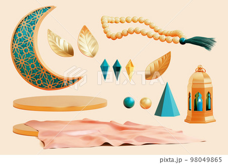 3D Islamic holiday element set 3D Islamic holiday element set 98049865