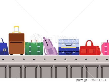 Luggage airport carousel with suitcases and bags flat style Luggage airport carousel with suitcases and bags flat style 98051694