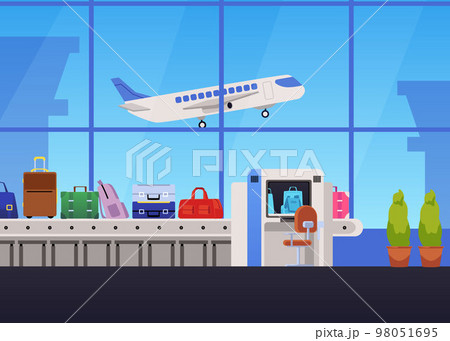 Luggage airport, bag and backpack scanner, security flat style 98051695