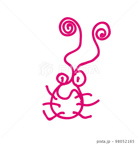 Handwritten cockroach, Hand drawn insect icon isolated. Sketch, red Felt-tip pen drawing. Marker. Vector. 98052165
