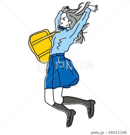 希望に燃えて喜びに飛び跳ねる女子学生 受験生 希望に燃えて喜びに飛び跳ねる女子学生 受験生 98052190