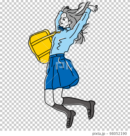 希望に燃えて喜びに飛び跳ねる女子学生 受験生 希望に燃えて喜びに飛び跳ねる女子学生 受験生 98052190