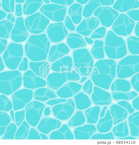 Water texture. Swimming pool water ripples, sea surface reflections and caustic pattern seamless vector background 98054110