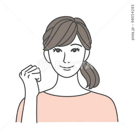 笑顔でガッツポーズをする女性 ピンク 笑顔でガッツポーズをする女性 ピンク 98054283