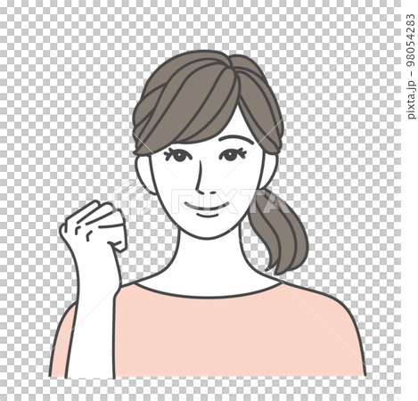 笑顔でガッツポーズをする女性 ピンク 笑顔でガッツポーズをする女性 ピンク 98054283