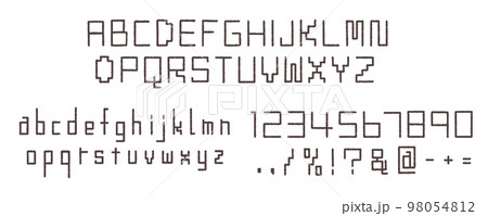 カクカクしたアルファベット かわいい手書きの英数字 記号 大文字