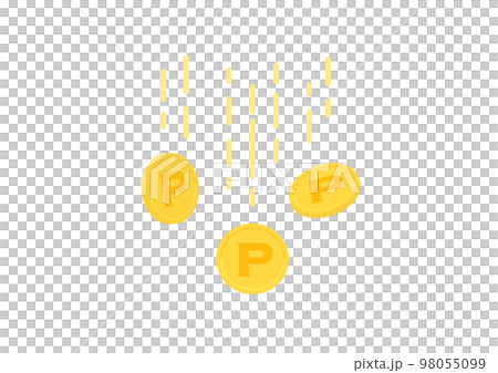 Falling coin with mark of point P - Image material of Poi activity, reduction, exchange 98055099