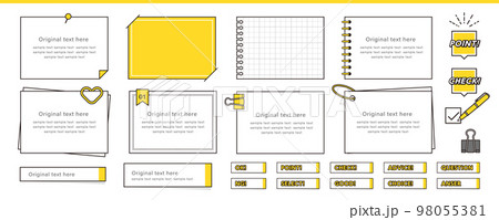 メモ帳、付箋、ノートなどのデザインフレームいろいろセット 98055381